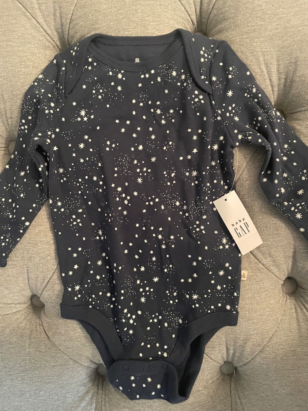 NWT Baby Gap First Favorites Long-Sleeve Bodysuit Navy Stars 6-12M